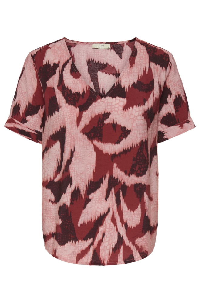 JDYMILES CAMILLE S/S V-NECK TOP WVN 15358958 KARANDA RED/DUSTY ROSE